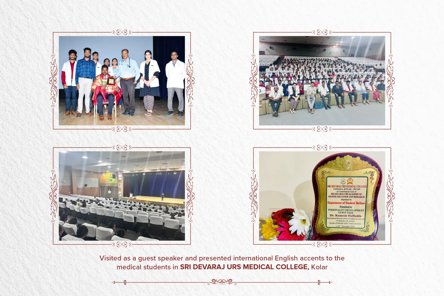Guest speaker session on English accents at Sri Devaraj Urs Medical College, Kolar