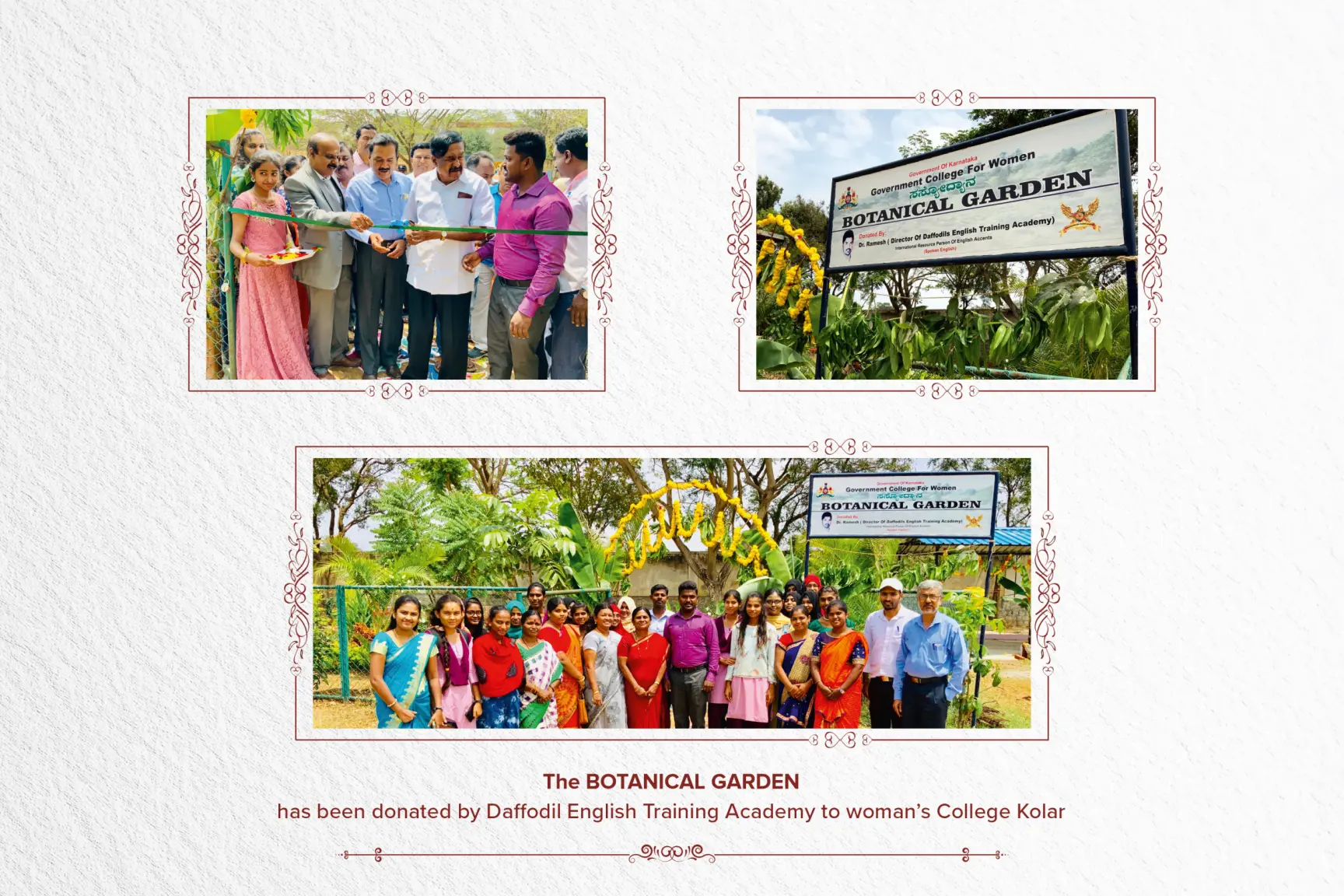 Botanical garden donated by the academy to the Government College for Women, Kolar