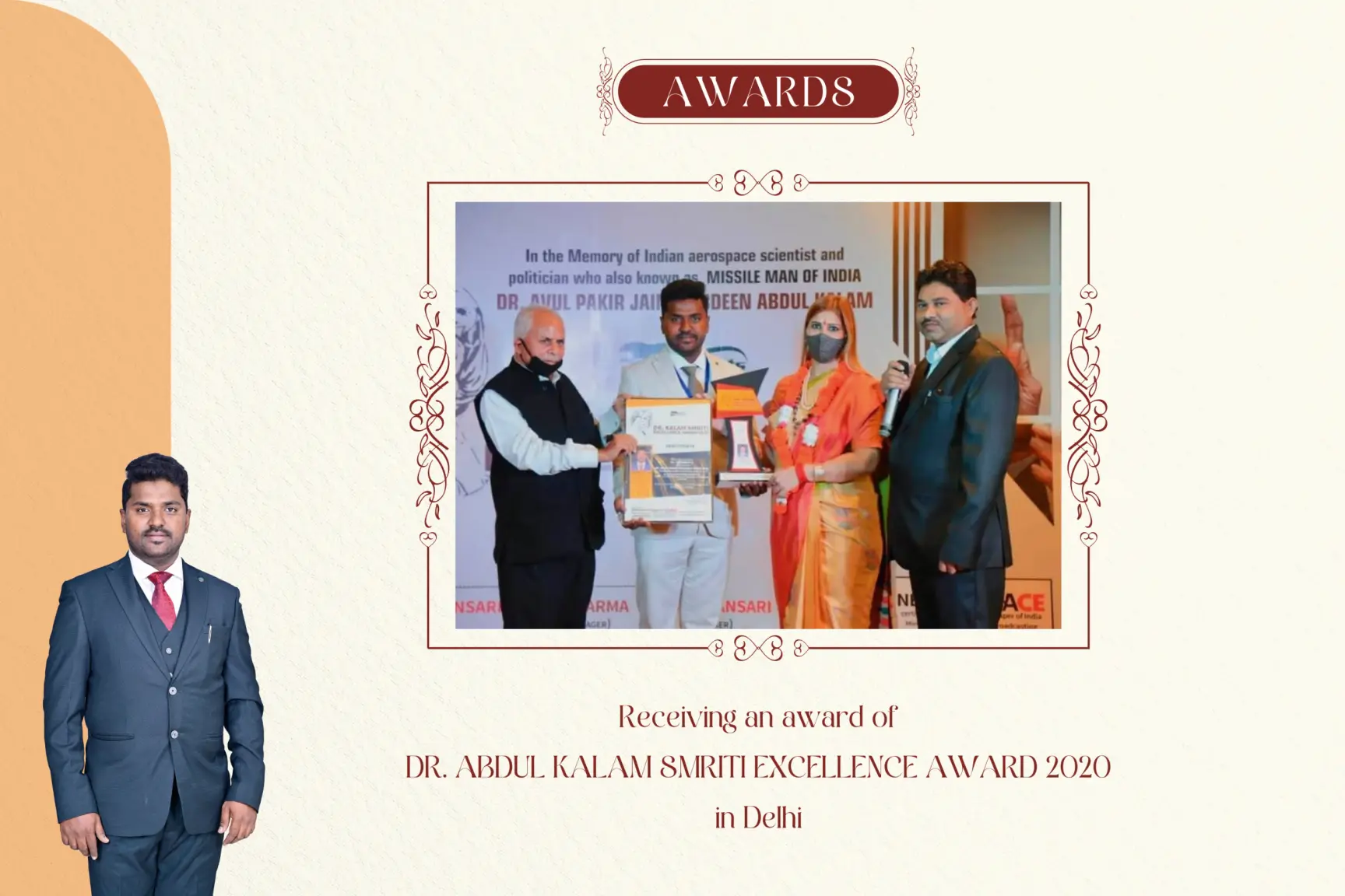 Dr. Abdul Kalam Smriti Excellence Award 2020 received in Delhi