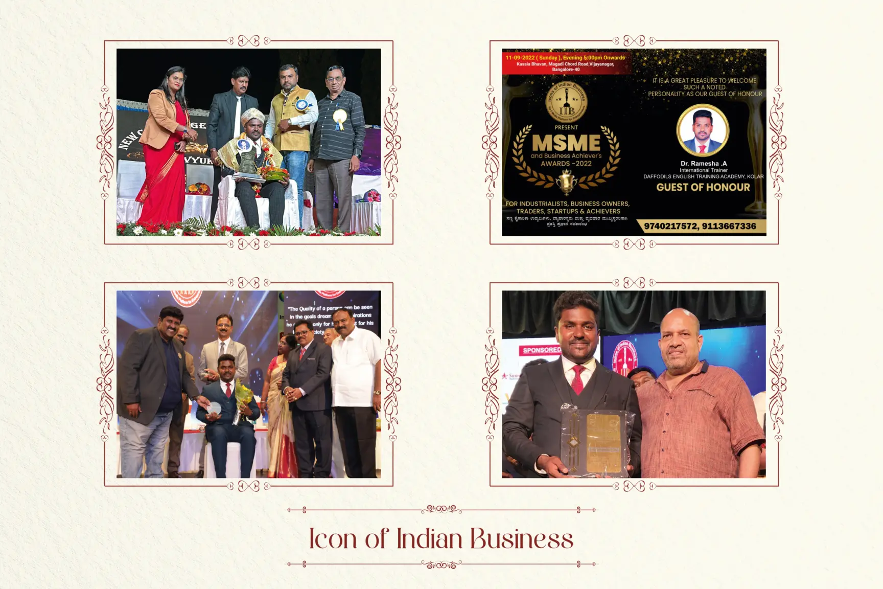 MSME and Business Achiever's Awards guest of honour felicitation
